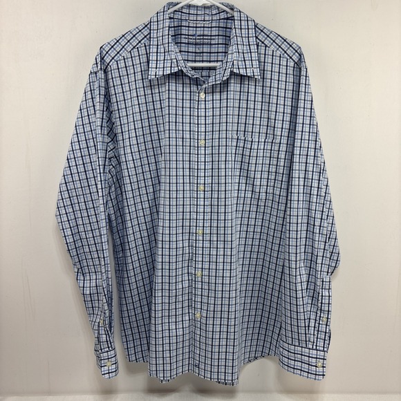 Vineyard Vines OTG Performance Shirt Mens Large Blue Plaid Button Front Stretch - Picture 2 of 8